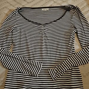 Madewell Black and White Striped Long Sleeve Tee